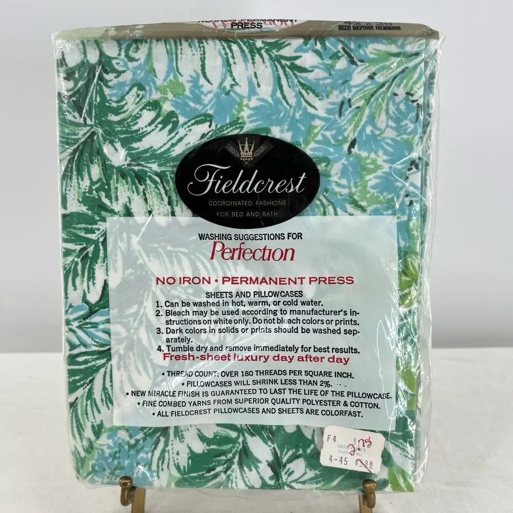 Fieldcrest Nature Walk Twin Fitted Sheet + Pillowcases NOS